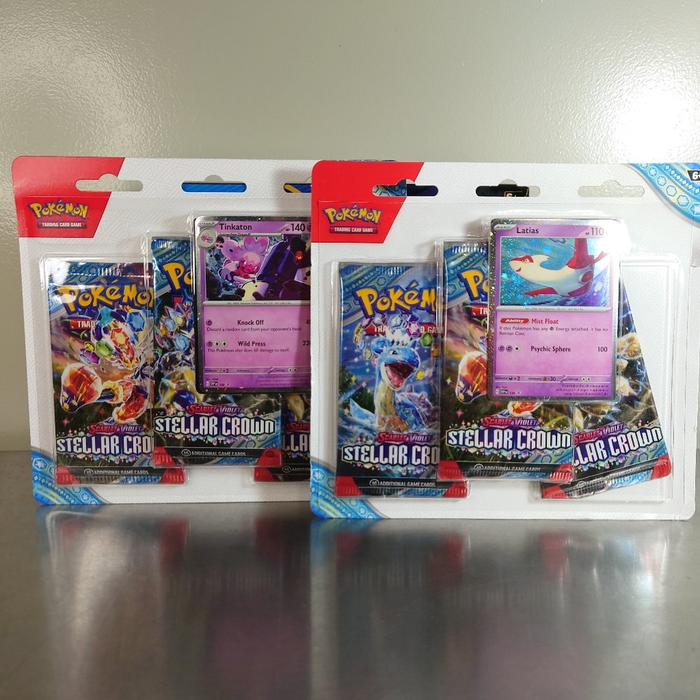 TWO Triple Blister Pokemon Stellar Crown Booster Packs - SEALED